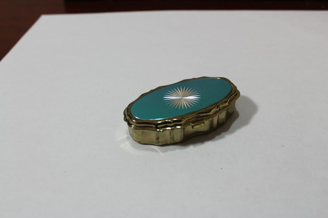 A Metal Pill Box: 2 1/4" across