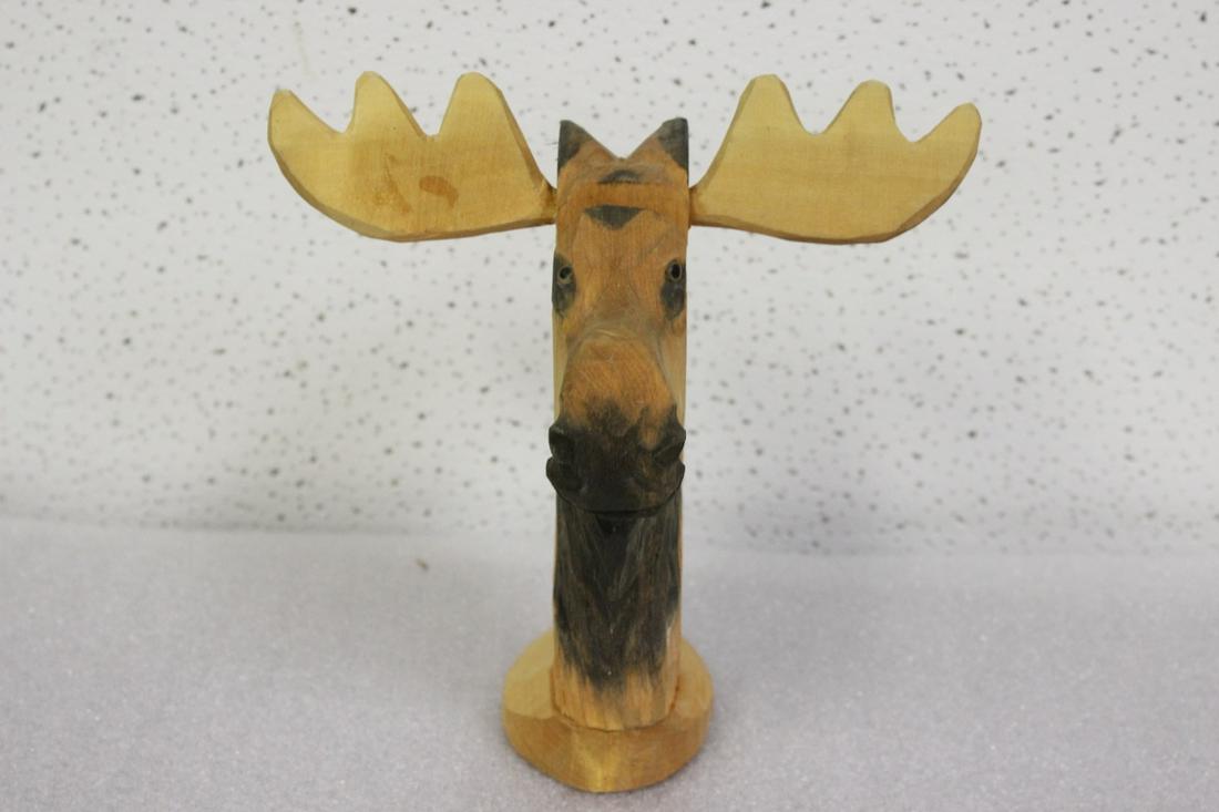 A Wooden Moose Business Card Holder "Peepers": 7 inches tall