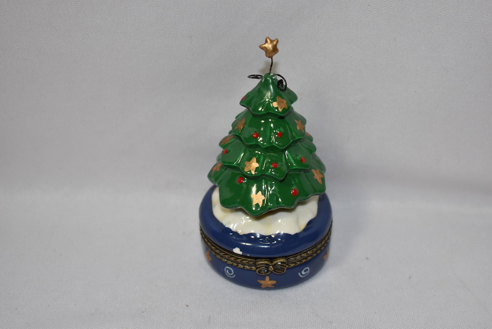 A Ceramic Christmas Tree Trinket Box: 3 3/4" tall