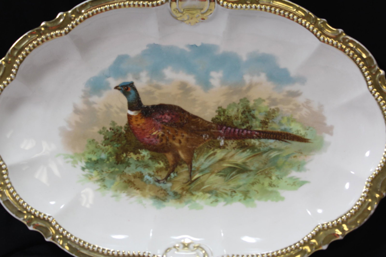 A Bavarian Turkey Platter: please note: worn - 17 1/4" wide