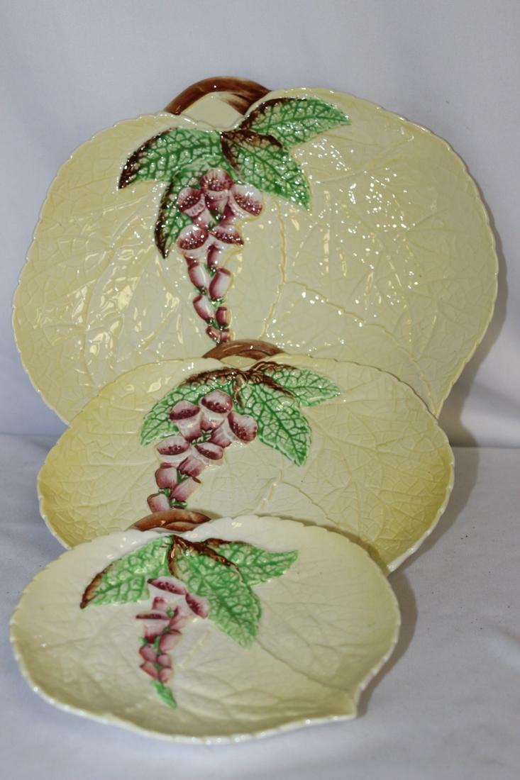 Lot of 3 Carlton Ware Leaf Trays: largest= 9 1/4" wide - Made in England