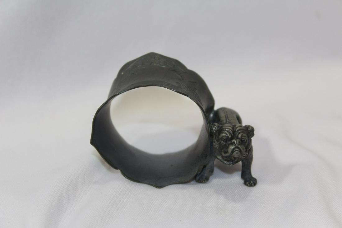 A Pewter Bulldog Napkin Ring: 2 5/8" across