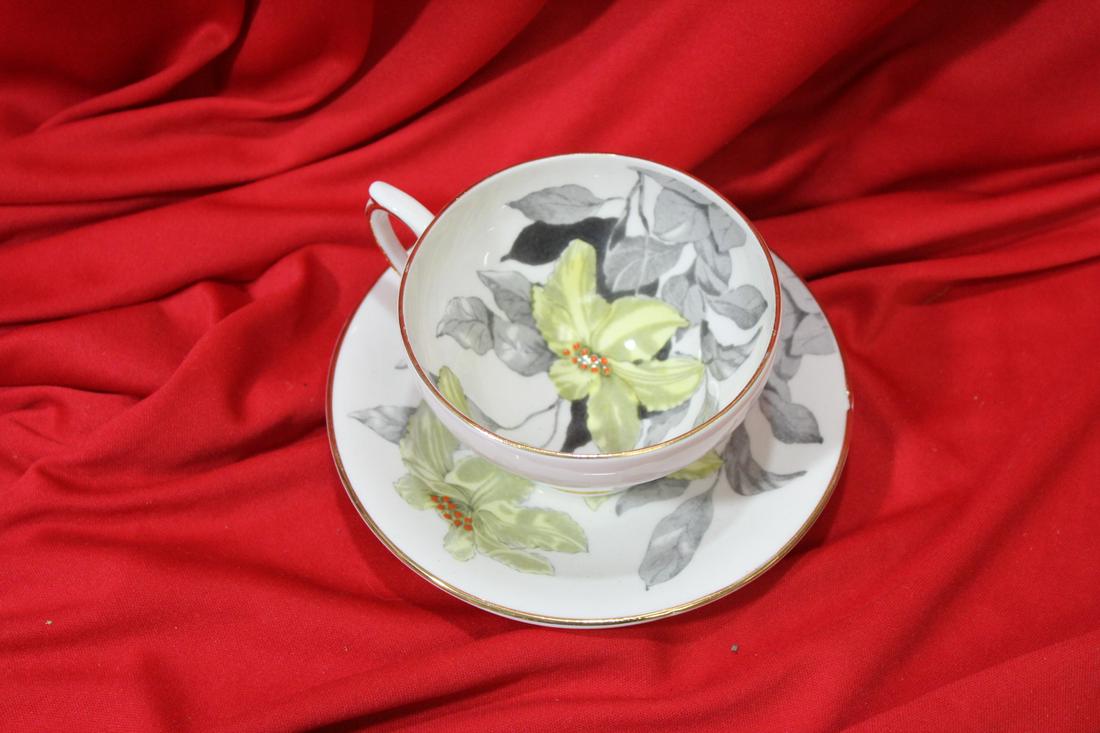 A Clarence Bone China Cup and Saucer: cup= 2 1/4" tall