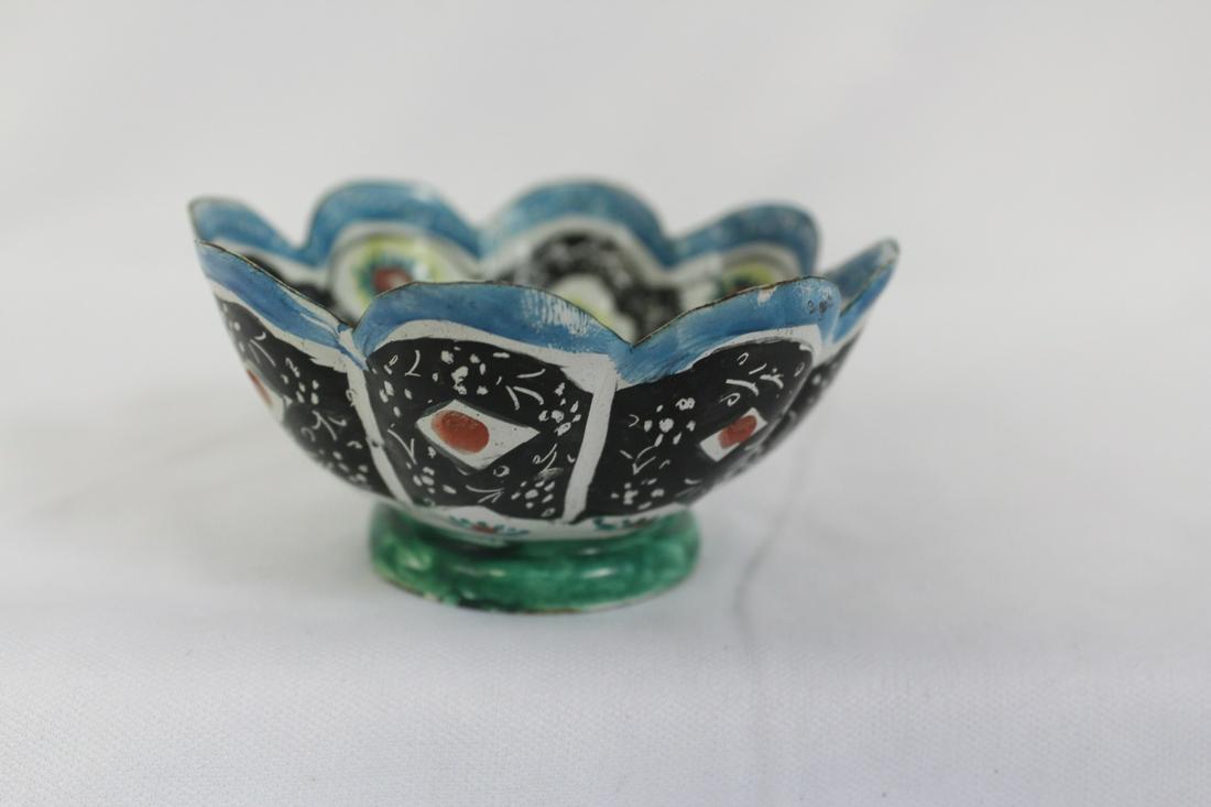 A Persian Enamel Bowl: 3 1/4" in diameter