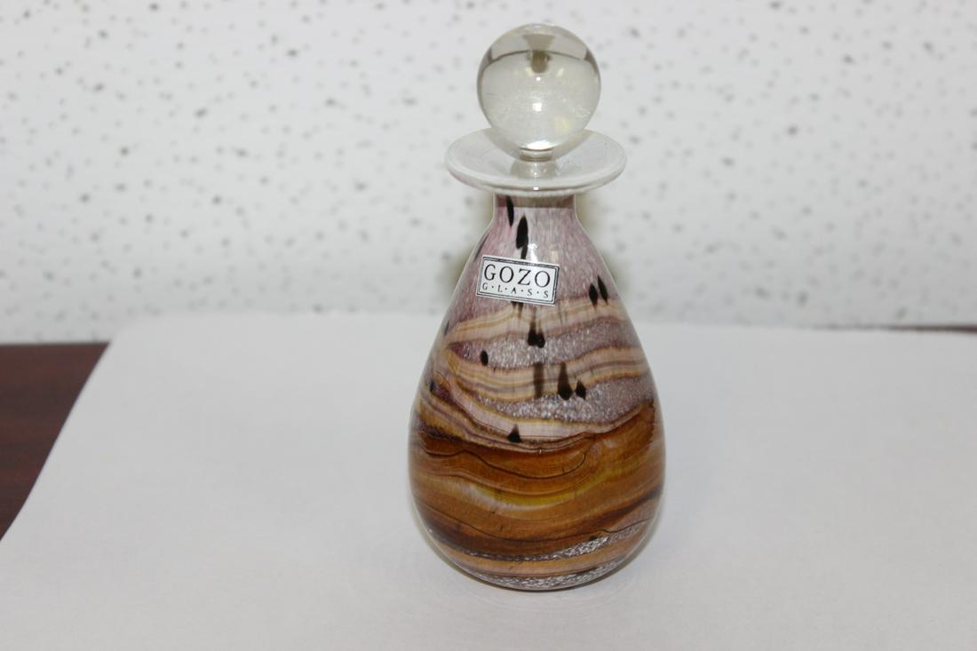 A Gozo Glass Perfume Bottle: Signed on the bottom - Made in Malta - 4 3/4" tall