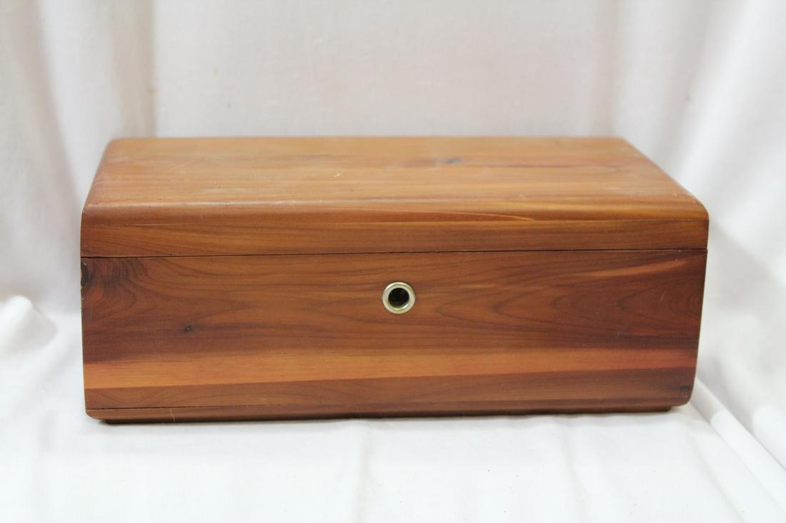 A Cedar Box: 9" x 5" x 3 1/4" - please note: key