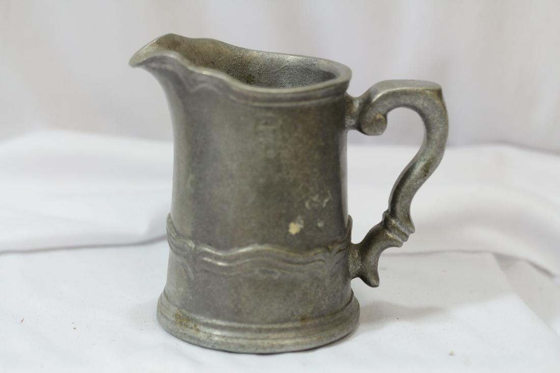 A Signed Pewter Creamer: antique/vintage - 4" tall