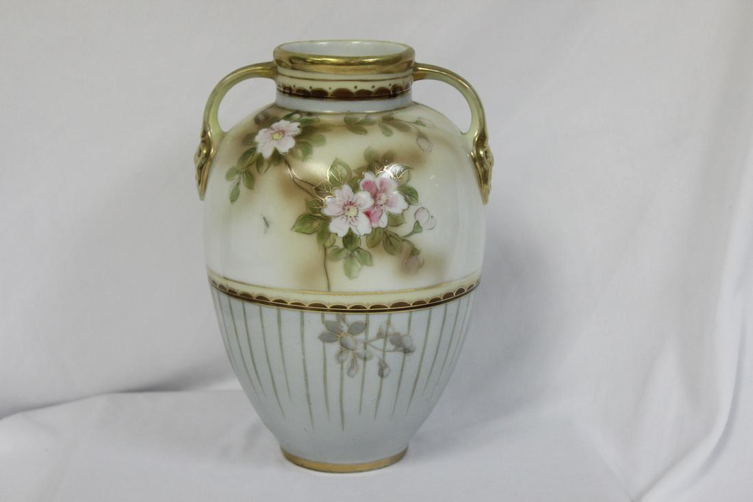 A Japanese Nippon Vase: hand painted - 8 1/2" tall