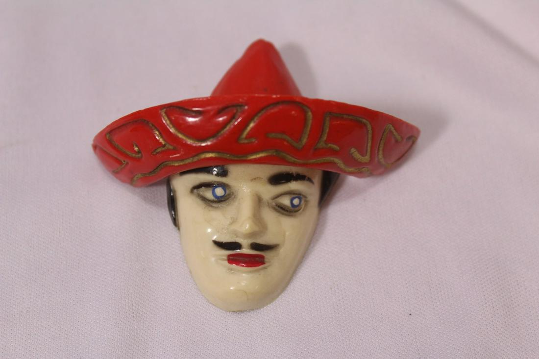 A Mexican Face Bakelite Pin: Rare