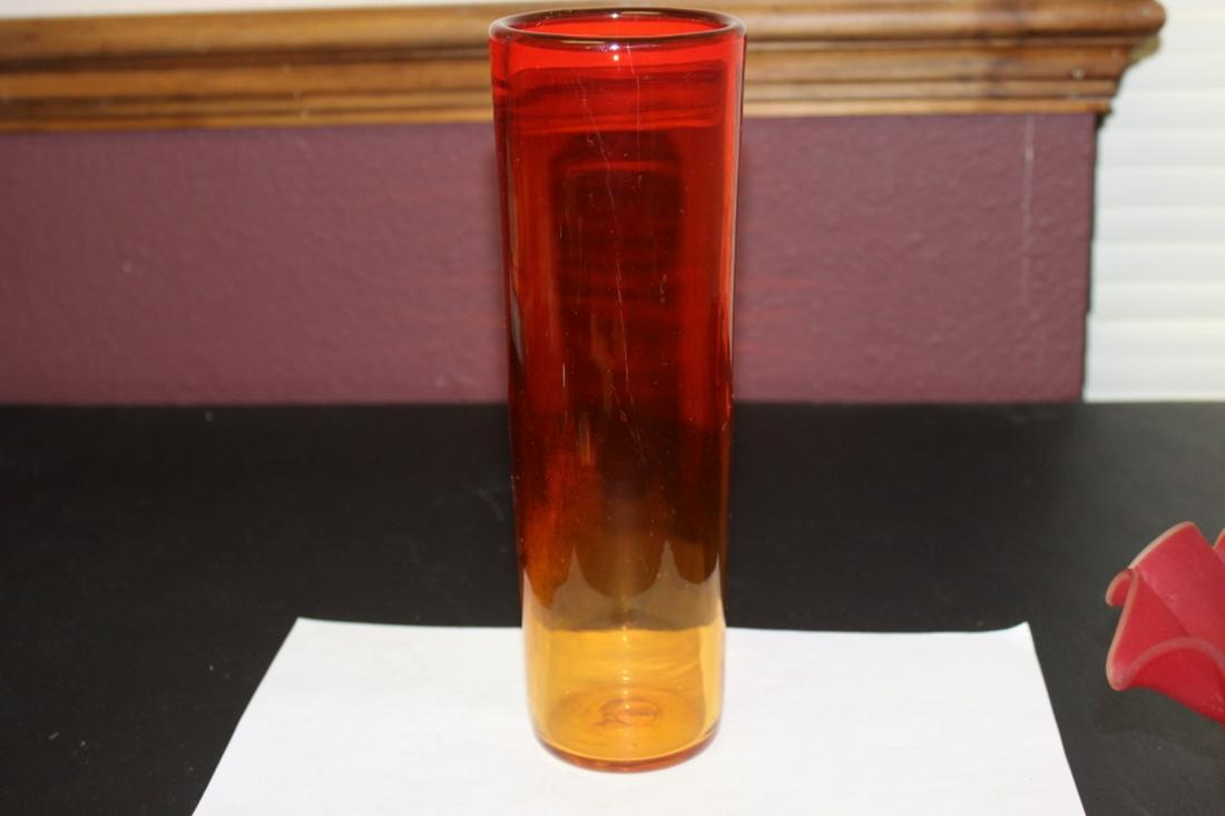 A Blenko (?) Cylinder Vase: 9 1/2 inches tall