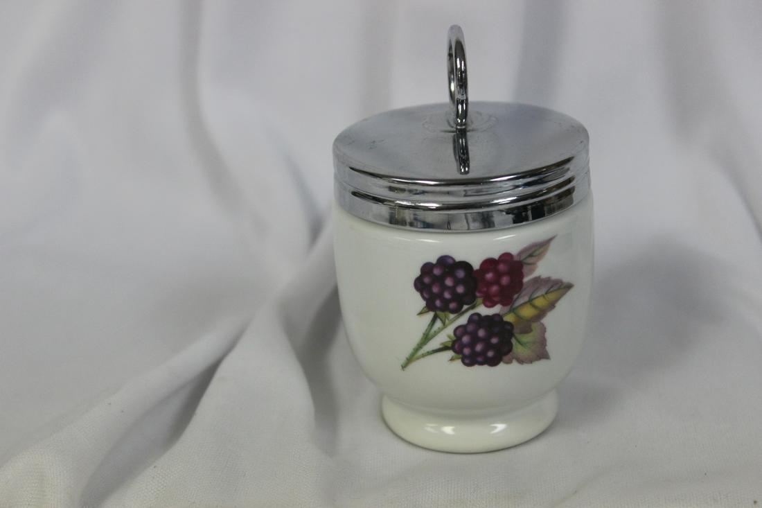 A Royal Worcester Porcelain Egg Coddler: 4 inches tall in overall