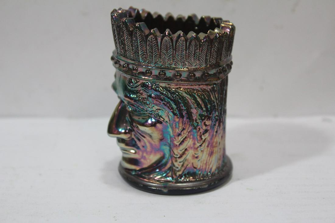 An Iridescent Chief Toothpick Holder: 3 inches tall