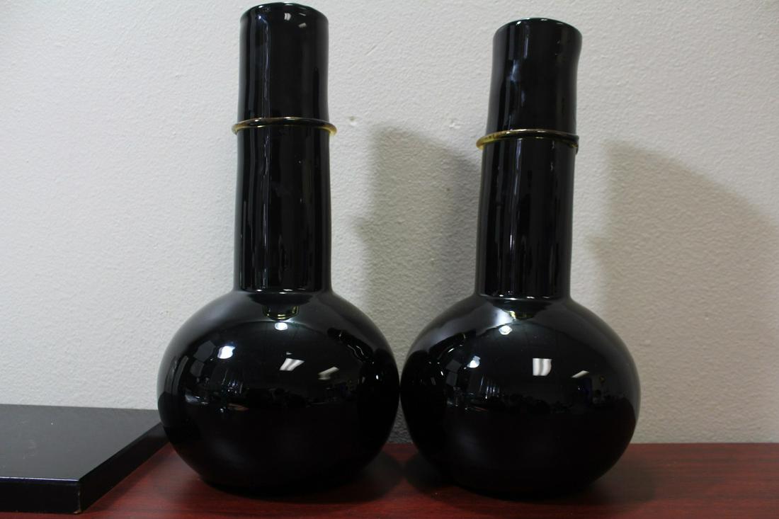 An Impressive Pair of Blenko Vases: 14 3/4" tall each