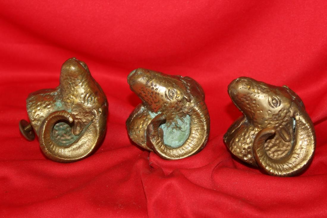 Lot of 3 Solid Ram Knobs: heavy
