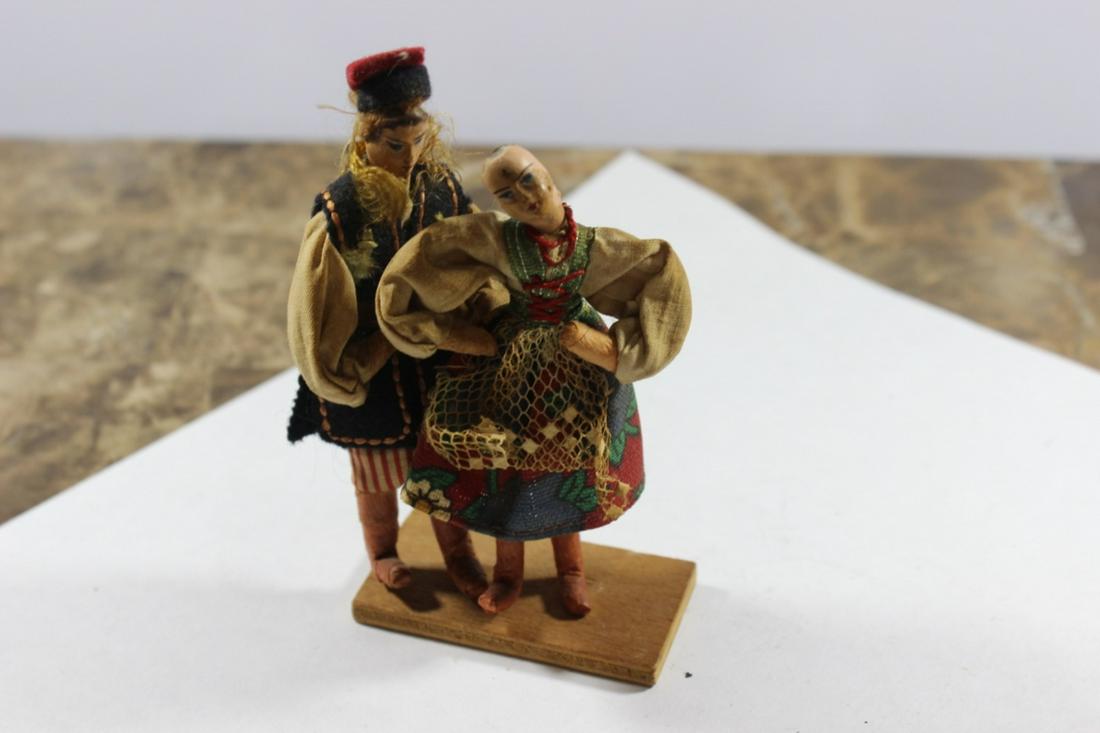 A Vintage Folk Art Piece: Lady missing hair - as found. - On stand - 4 3/4" tall