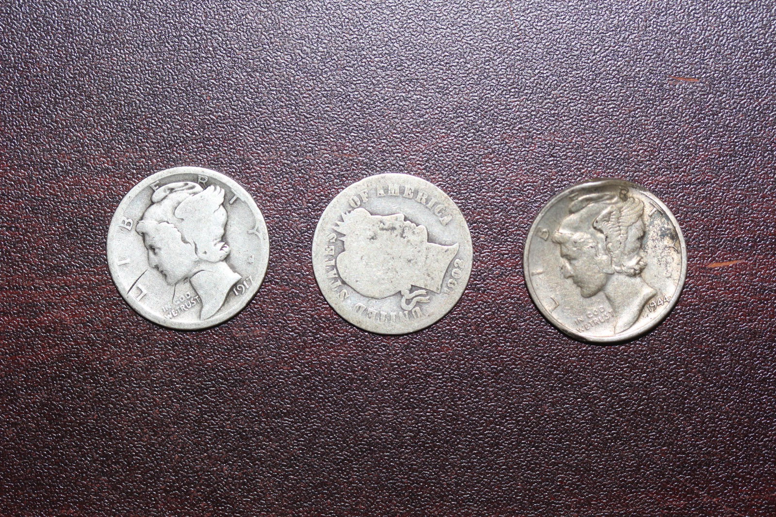 Lot of 3 Silver Dimes: please note: one is bent as shown