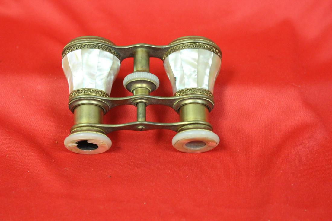 A Mother of Pearl Opera Glasses: Minor losses as shown - 2 5/8" tall