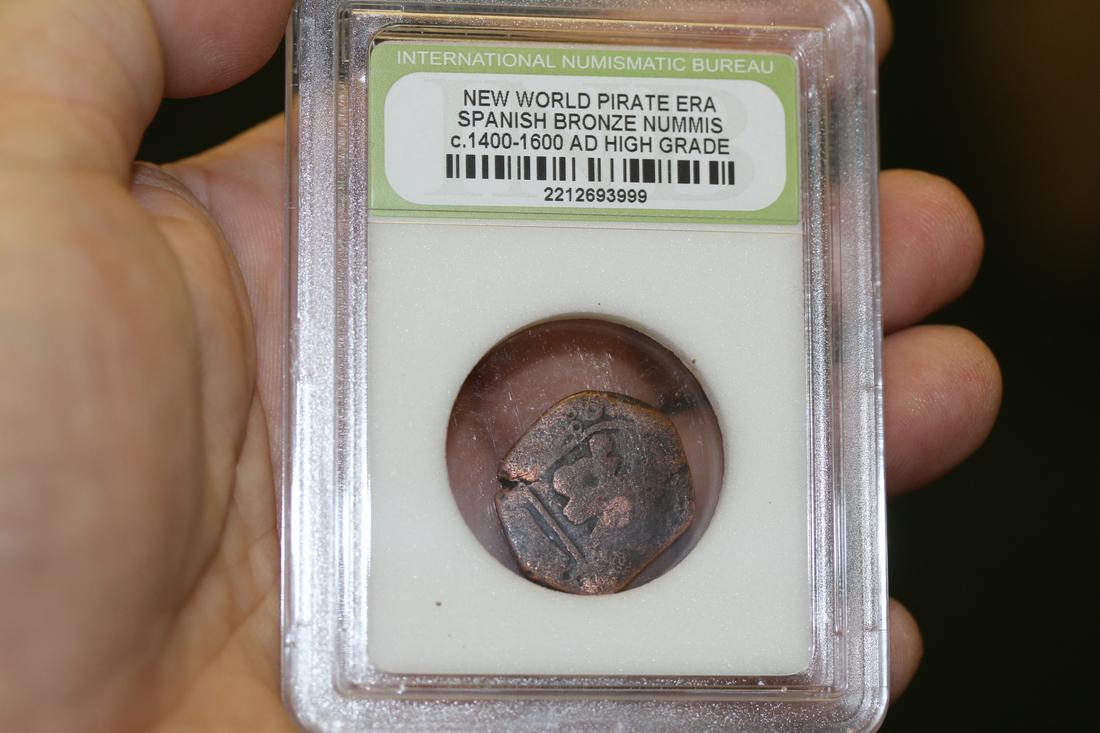 A Slabbed Spanish Bronze Nummis: high grade - new world pirate era