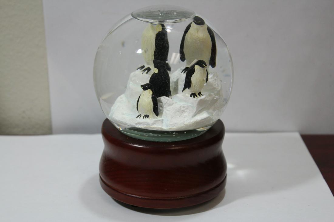 A Penguin Snow Globe Music Box: works - plays Christmas song - 6" tall