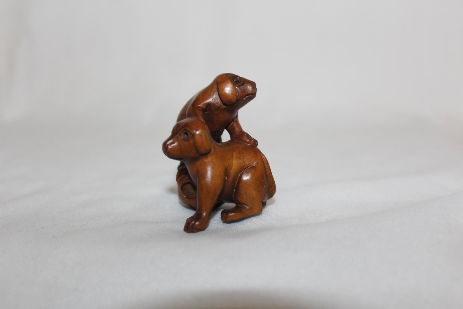 A Signed Japanese Wooden Netsuke: 1 3/8" tall