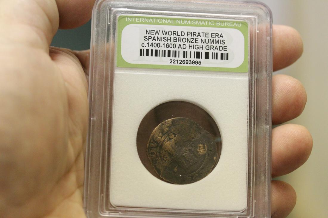 A Slabbed Spanish Bronze Nummis: high grade - new world pirate era