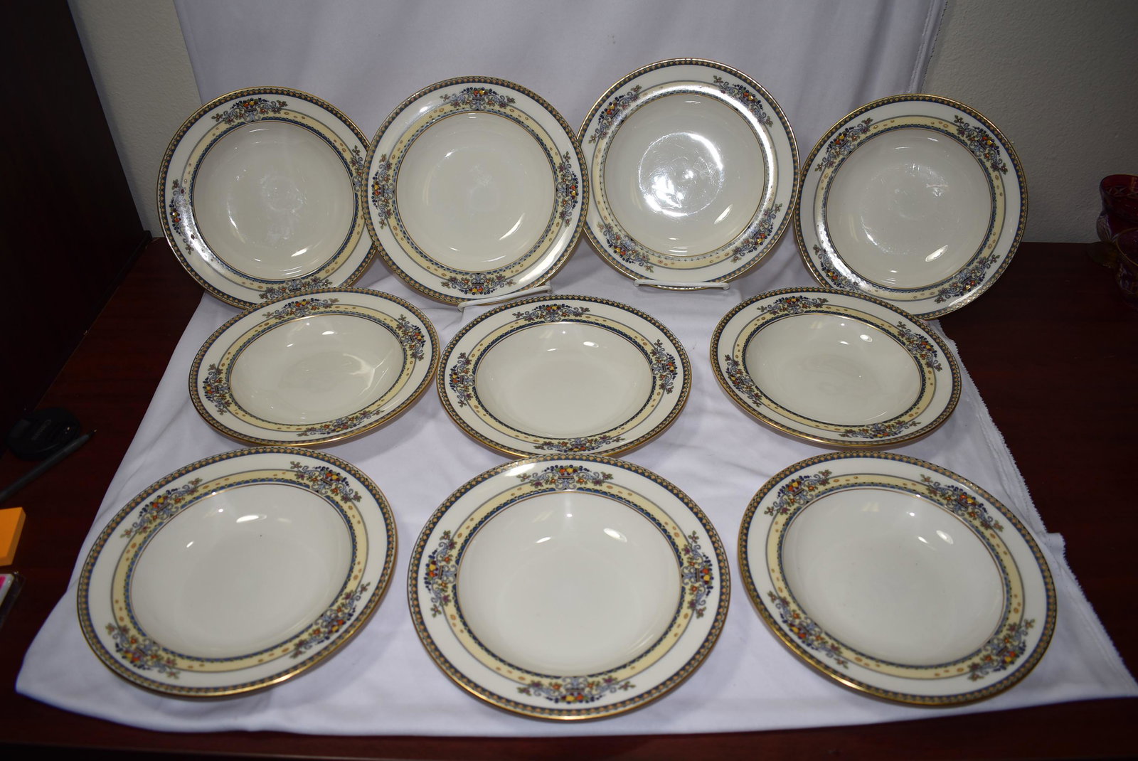 Set of 10 Lenox Soup Bowls: 8 1/2" in diameter - Golden Gate pattern