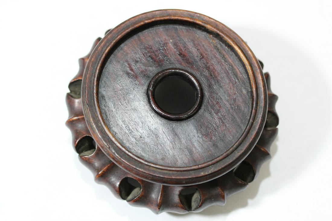An Antique/Vintage Carved Chinese Wood Stand: inside diameter= 3 1/4"