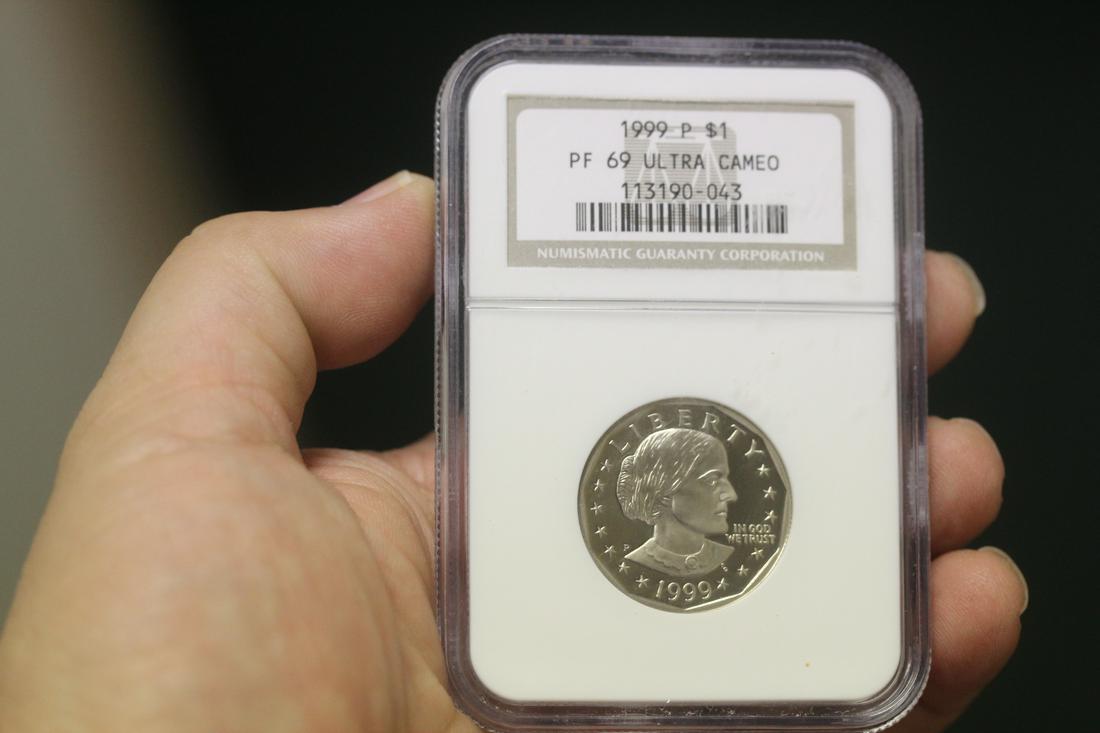 An NGC Graded 1999 Susan B Anthony Dollar: ultra cameo PF69
