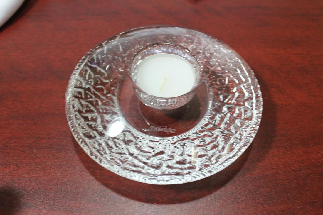 An Orrefors Candle Holder: Signed - 5 3/8" in diameter