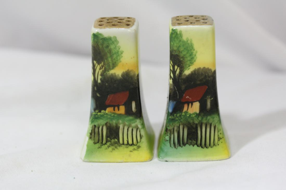 Set of Two Japanese Salt and Pepper Shakers: handpainted - most likely Nippon - 2 3/4" tall each