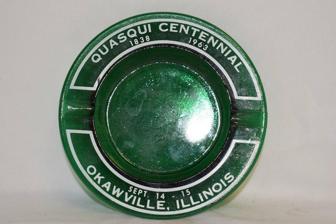 An Advertising Ashtray: Okawville, Illinois Quasqui Centennial 1838-1963 - 5" in diameter