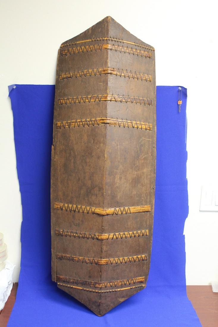 A Vintage African Wooden Shield: 47" tall