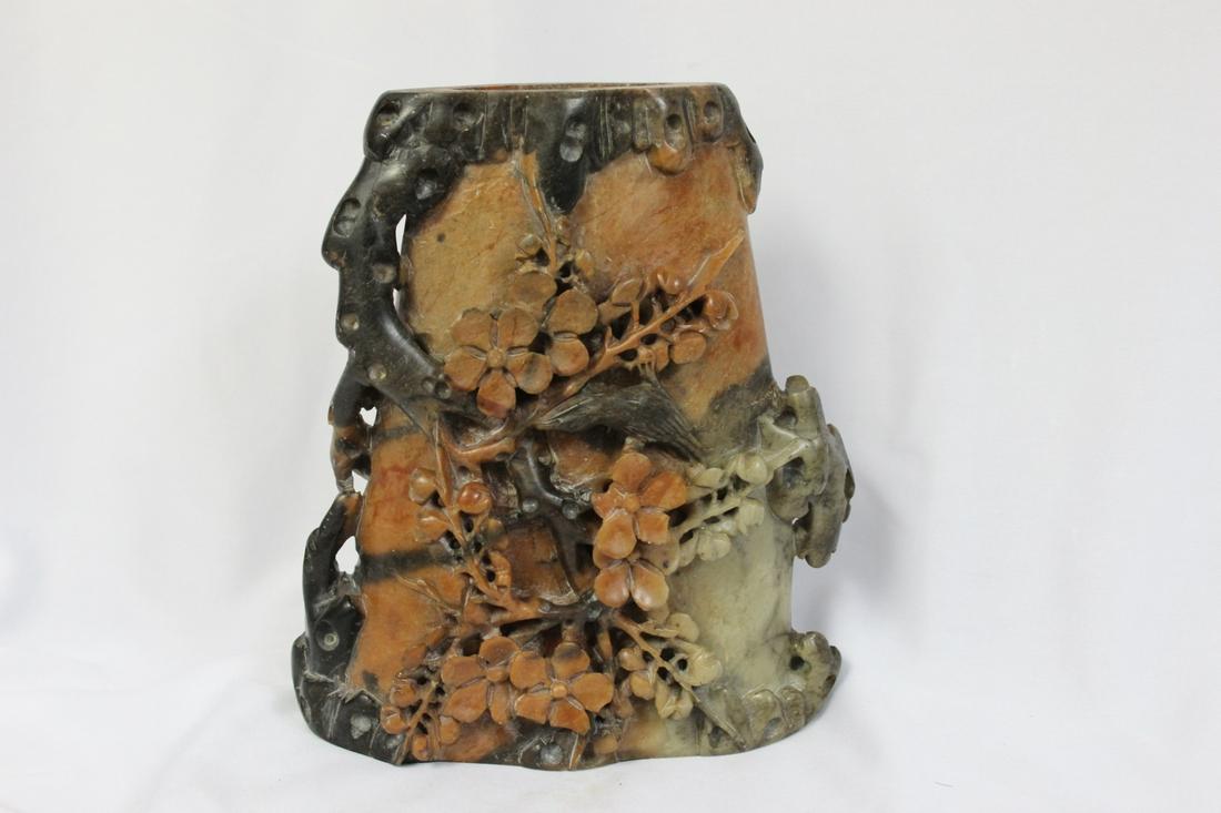 A Vintage Chinese Soapstone: please note: minor losses - 7 1/4" tall