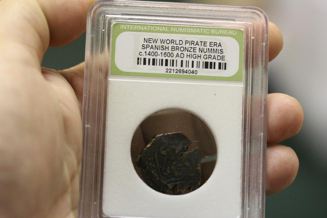 A Slabbed Spanish Bronze Nummis: high grade - new world pirate era