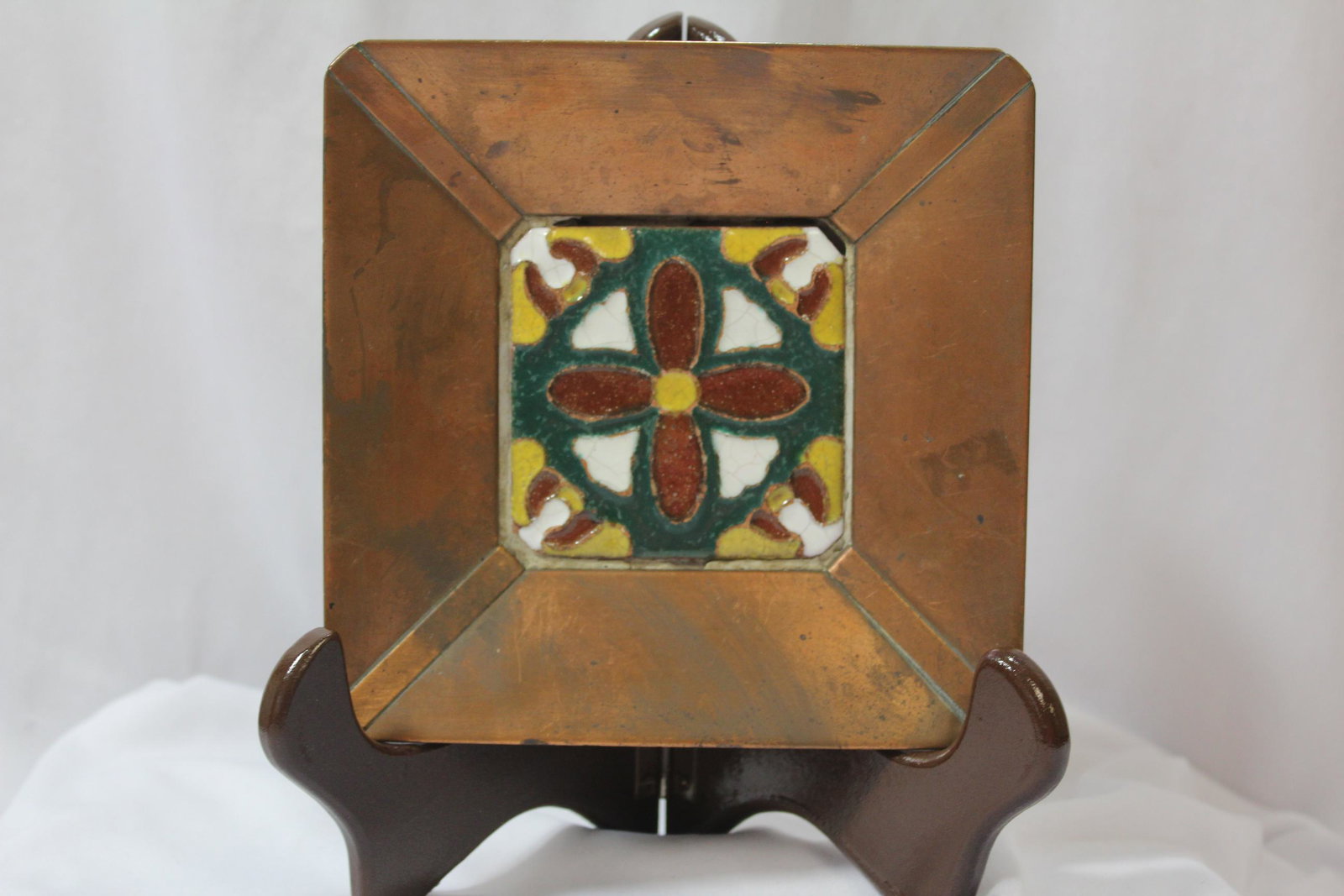 Dessert House Copperware: with tile - 6 inches square - mid century modern