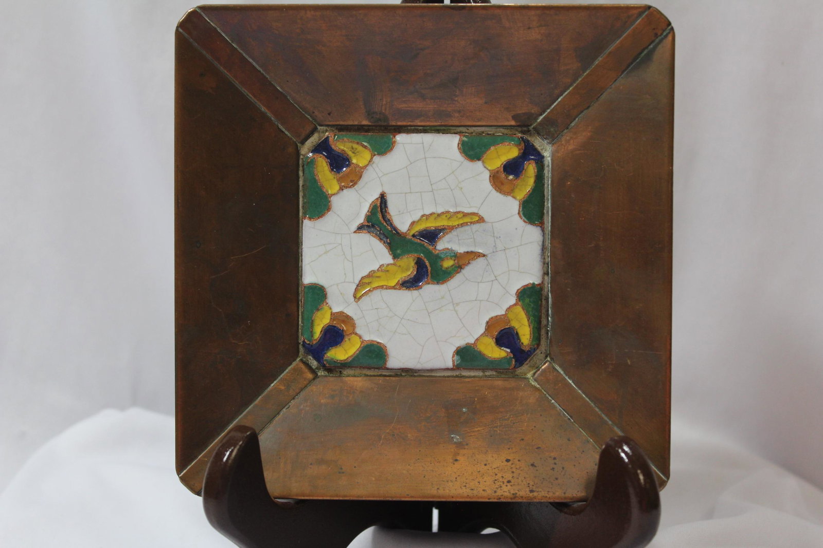 Dessert House Copperware: with tile - 6 inches square - mid century modern