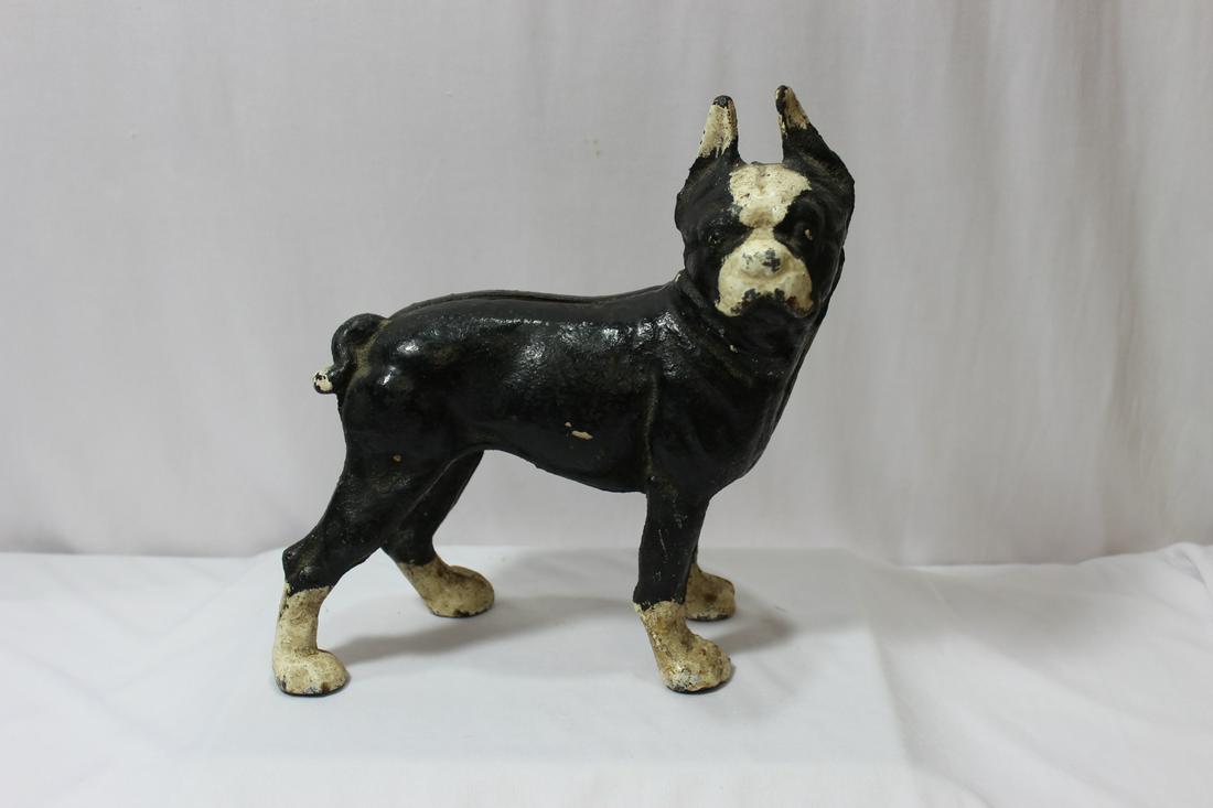 A Vintage Cast Iron Dog: please note: needs to be snapped back together - old - 9 1/2" tall