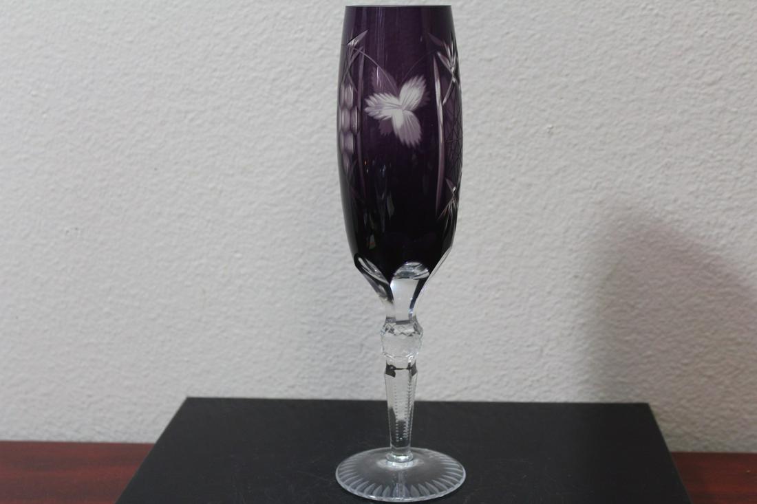 An Amethyst Cut Glass Goblet: 8 7/8" tall