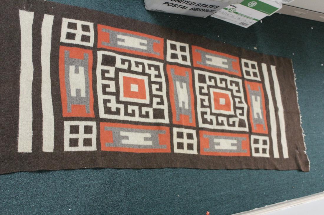 A Vintage Native American Rug: most likely Navajo - 28" x 72" - please note: thinning on spots as shown