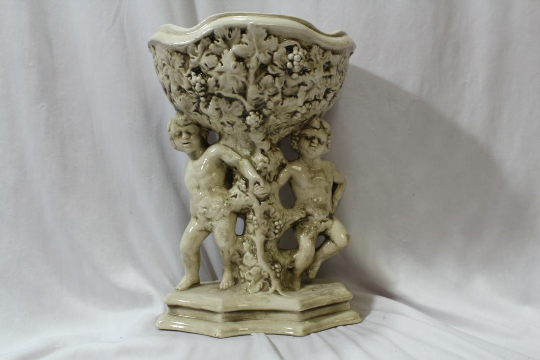 An Italian Ceramic Capodimonte Planter: 11 1/2" tall