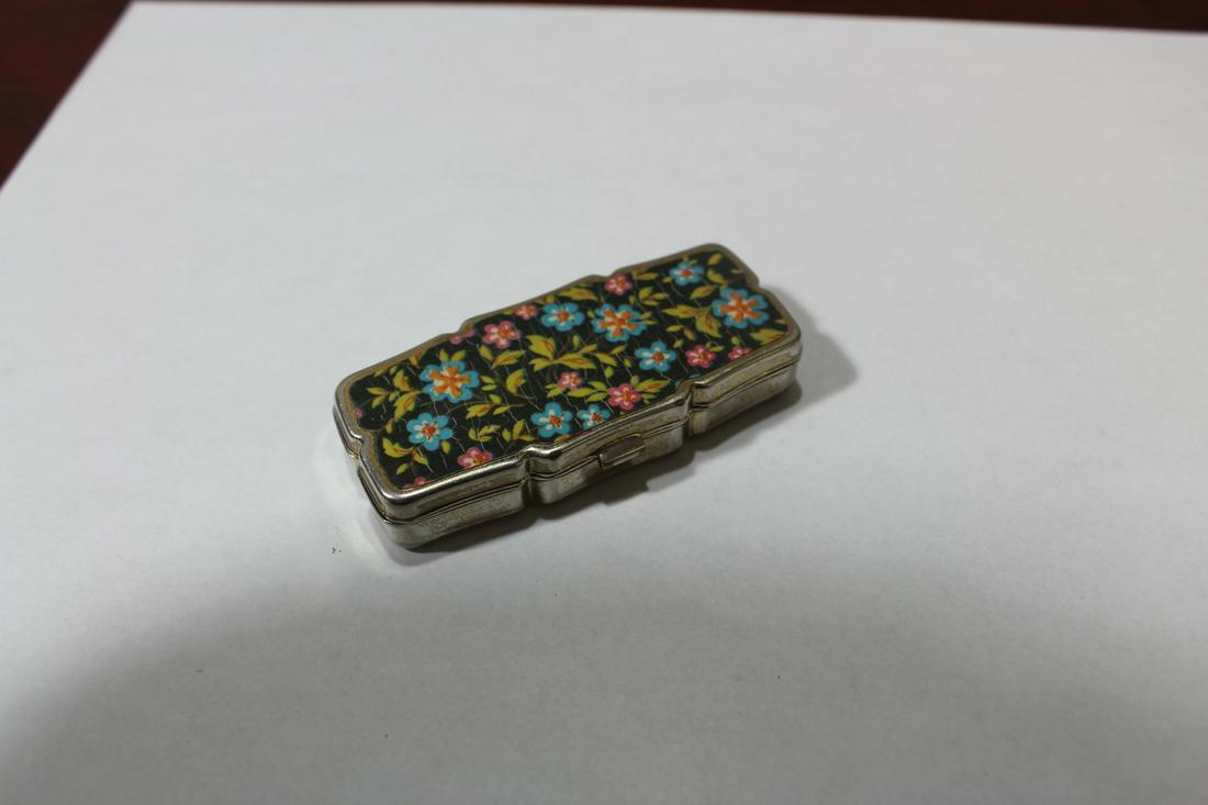 A Metal Pill Box: 2 5/8" tall