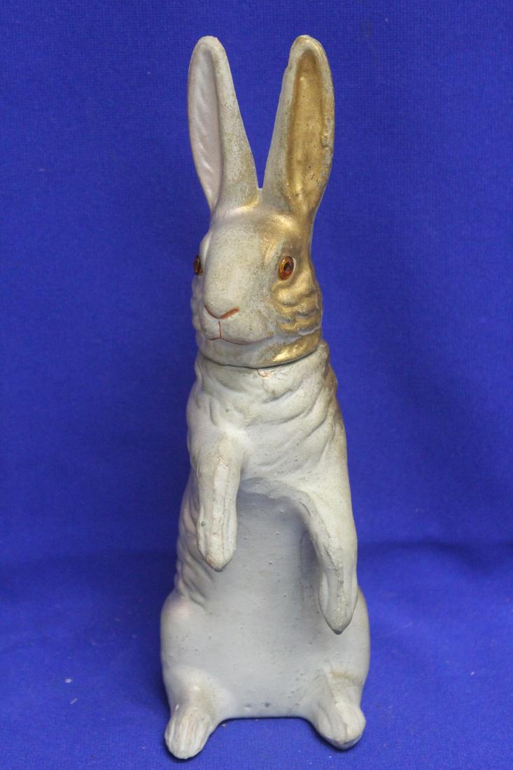 Vintage German Wooden Rabbit Container: please note: legs restored as shown - 10 inches tall