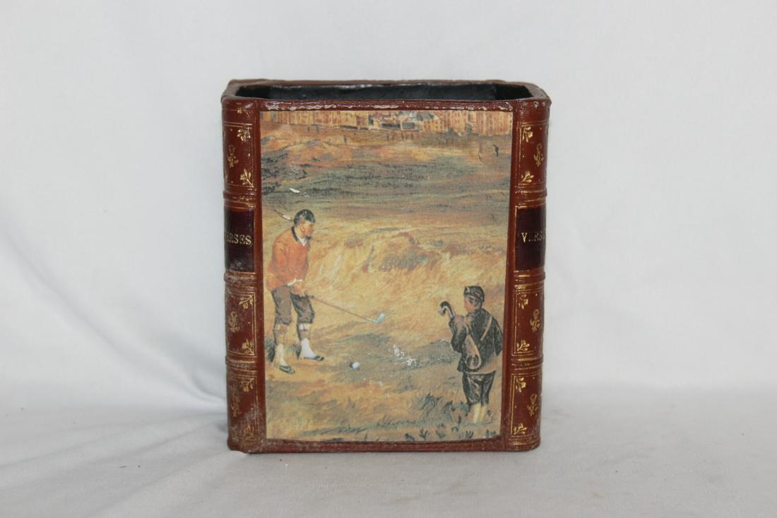 A Decorative Resin Rectangualr Container: 5 3/8" tall