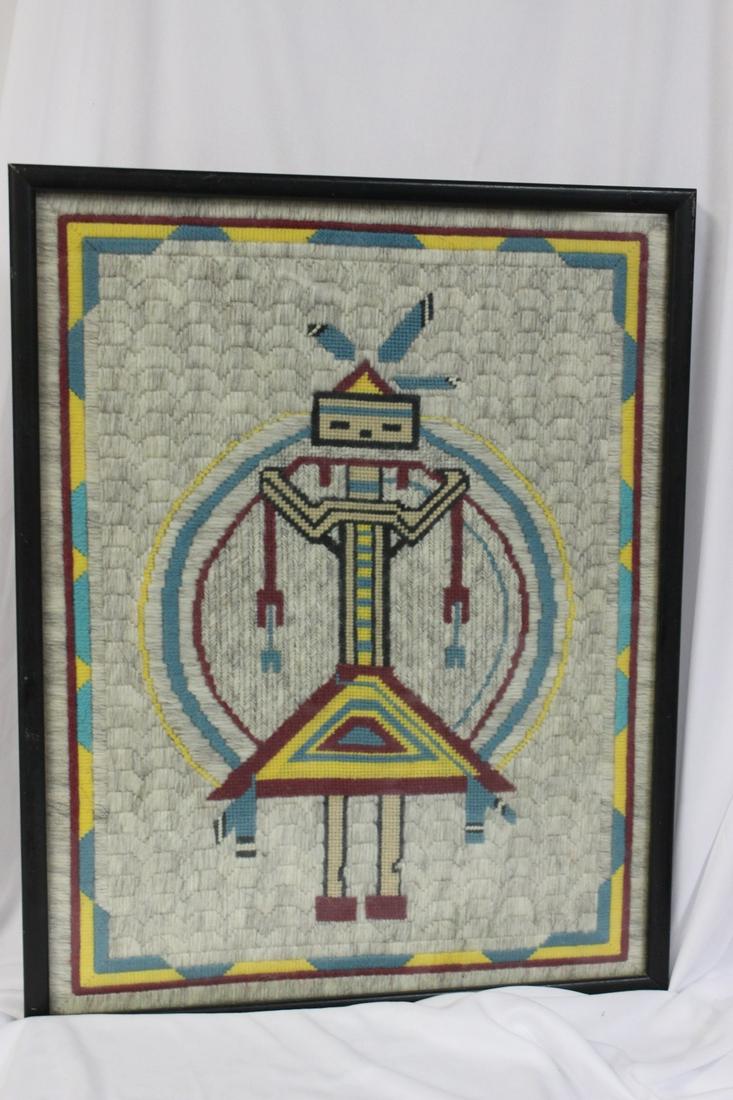 An indian or Native American Needlepoint: folk art? - overall= 19" x 15"