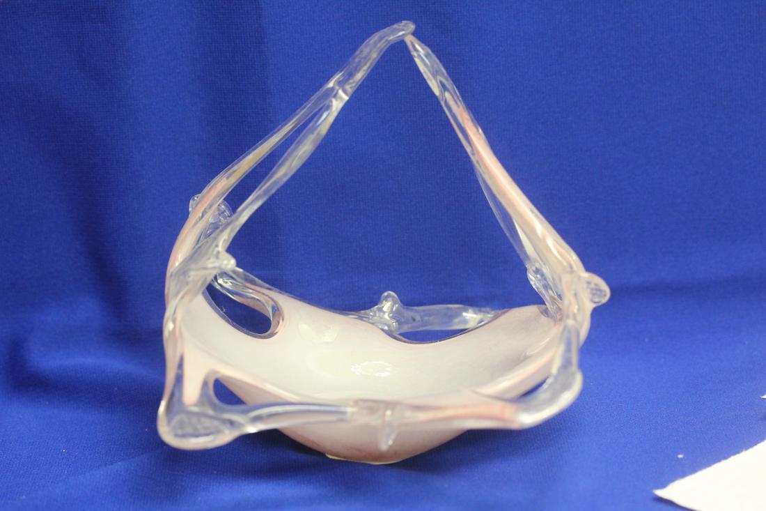 A Murano or Murano Style Art Glass Basket: 7 1/4" tall