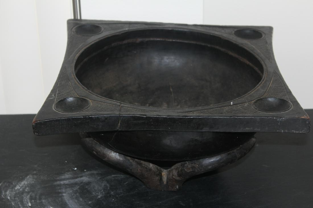 An Antique African Wooden Basin: approximately 16 3/8" square
