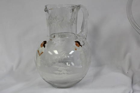 A Mary Gregory Pitcher: 9 1/4" tall