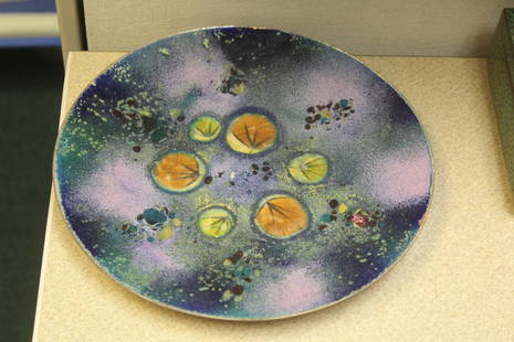 California Cloisonne Plate: Mid century modern - 9 3/4" in diameter