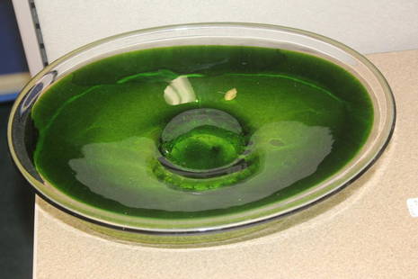 Green Artglass Stem Plate: 12 1/2" in diameter