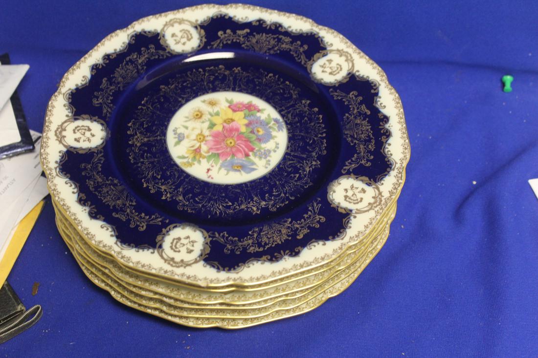 Set of 6 Black Knight Dinner Plates: please note: one has a tiny chip as shown - 10 5/8" in diameter